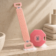 SAFI Back & Body Duo – For Her: pink back scrubber and pink octagon scrubber